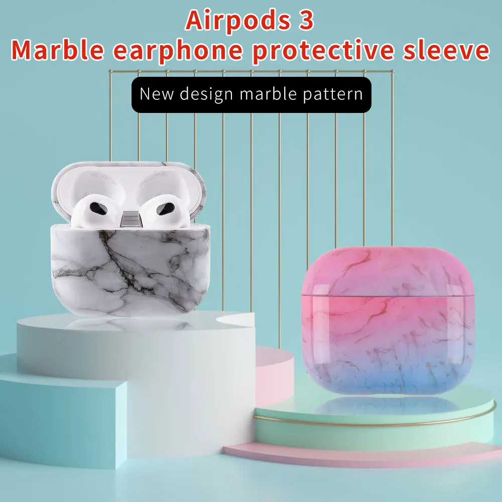 

Милый чехол для AirPods 3, 2021 защита всего корпуса, стильный мраморный ударопрочный Твердый Чехол, аксессуары для наушников, чехол для AirPods Pro3