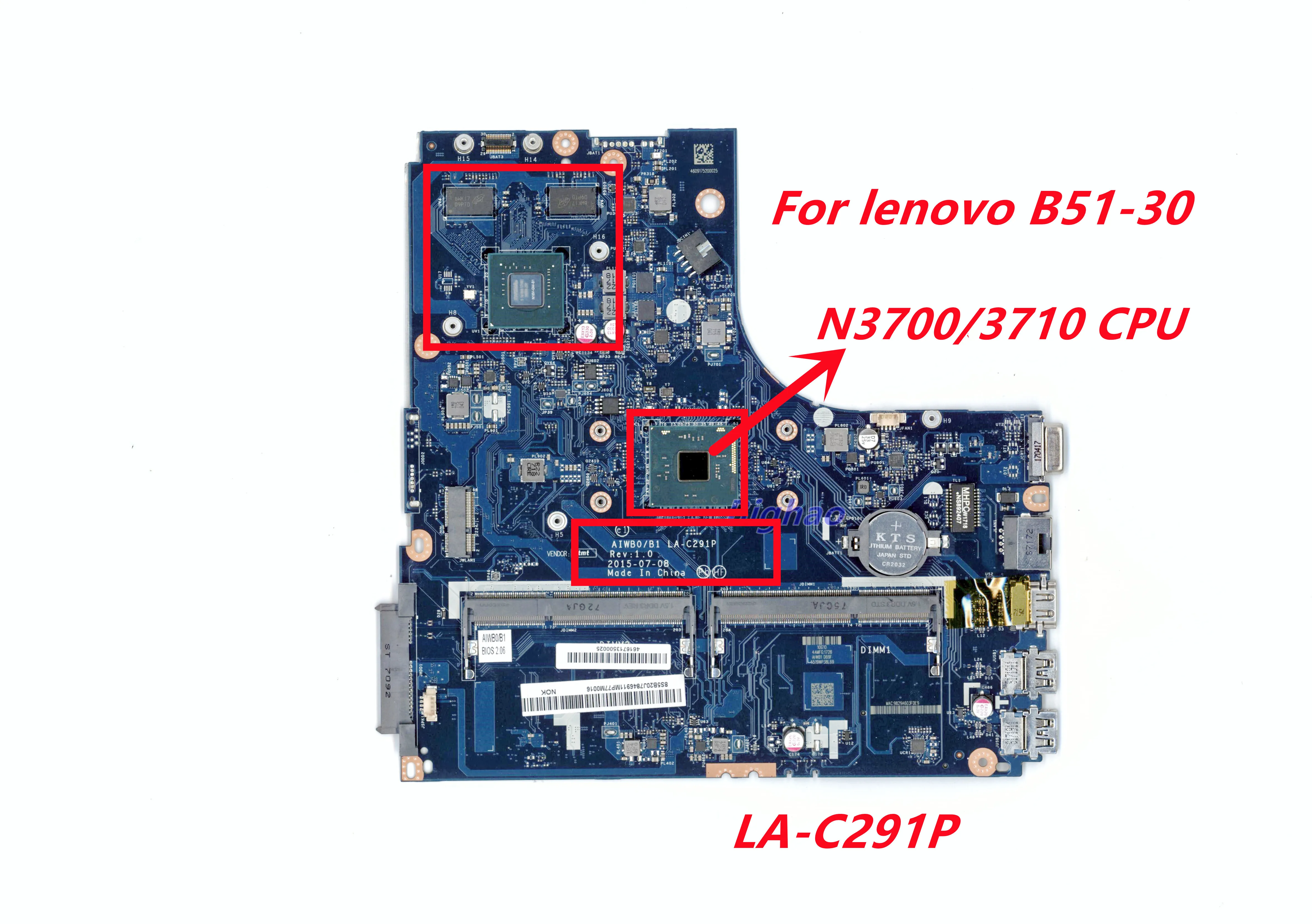 

5B20J78469 5B20J40431 LA-C291P mainboard For Lenovo B51-30 B51 Laptop motherboard INTER N3700/3710 CPU original 100% tested ok