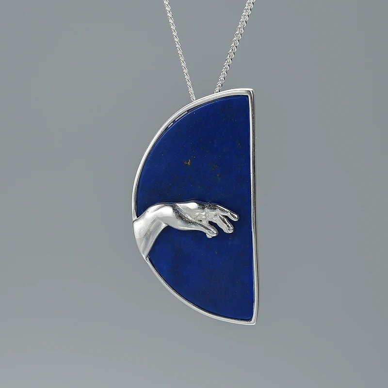 Lotus Fun реальные 925 пробы серебро ручной работы Fine Jewelry рука Бога от Сотворение