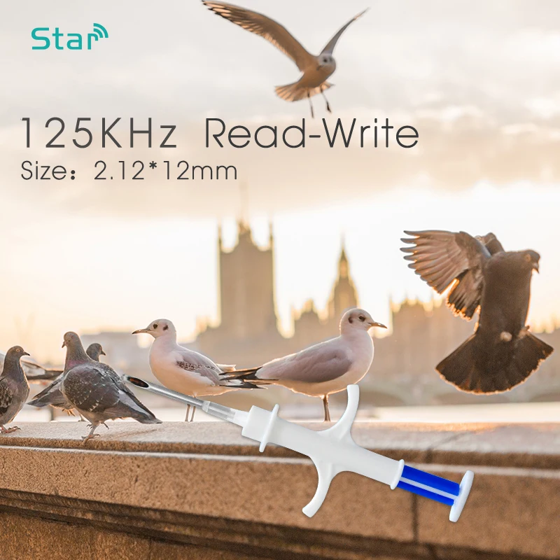 Ветеринарный Шприц 125 кГц Fdx A с 2*12 мм Rfid биохимической стеклянной биркой T5577