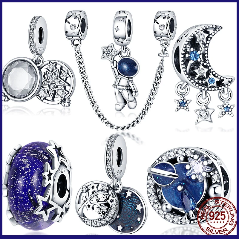 

New Silver Fits Original Pandora Bracelet Necklace Starry Sky Series Charms Beads Woman DIY Fashion Fine Jewelry Pendants 2021