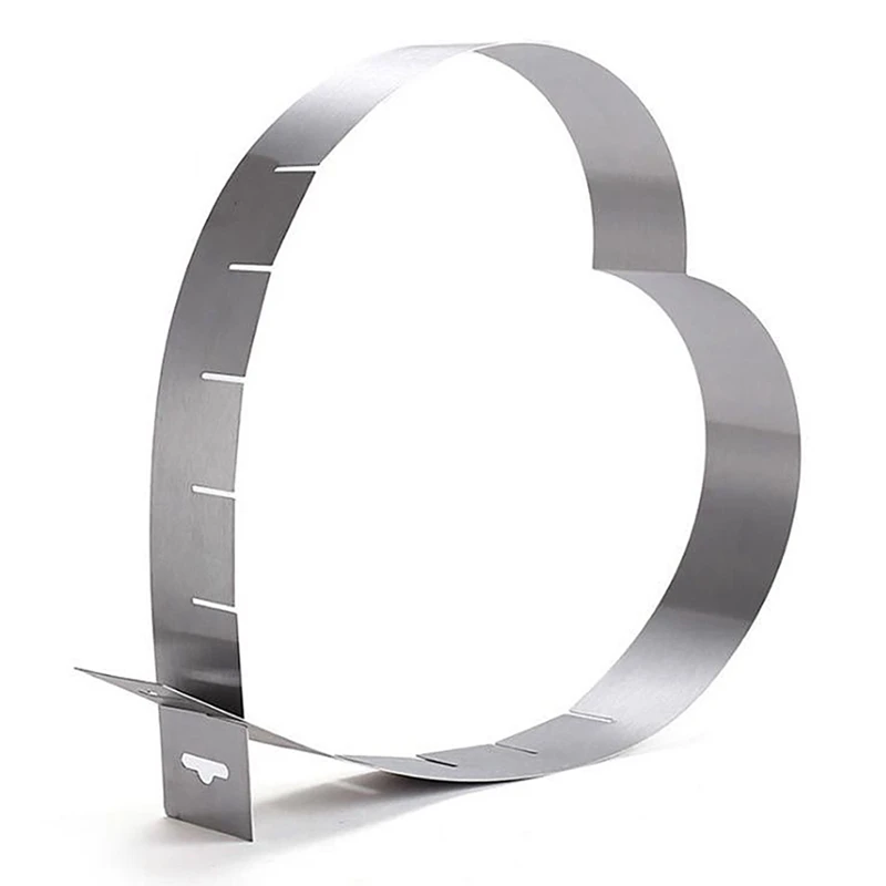 

Retractable Stainless Steel Heart Shape Cake Mold Pastry Mould Adjustable 6-10 Inch Mousse Ring DIY Kitchen Baking Tools