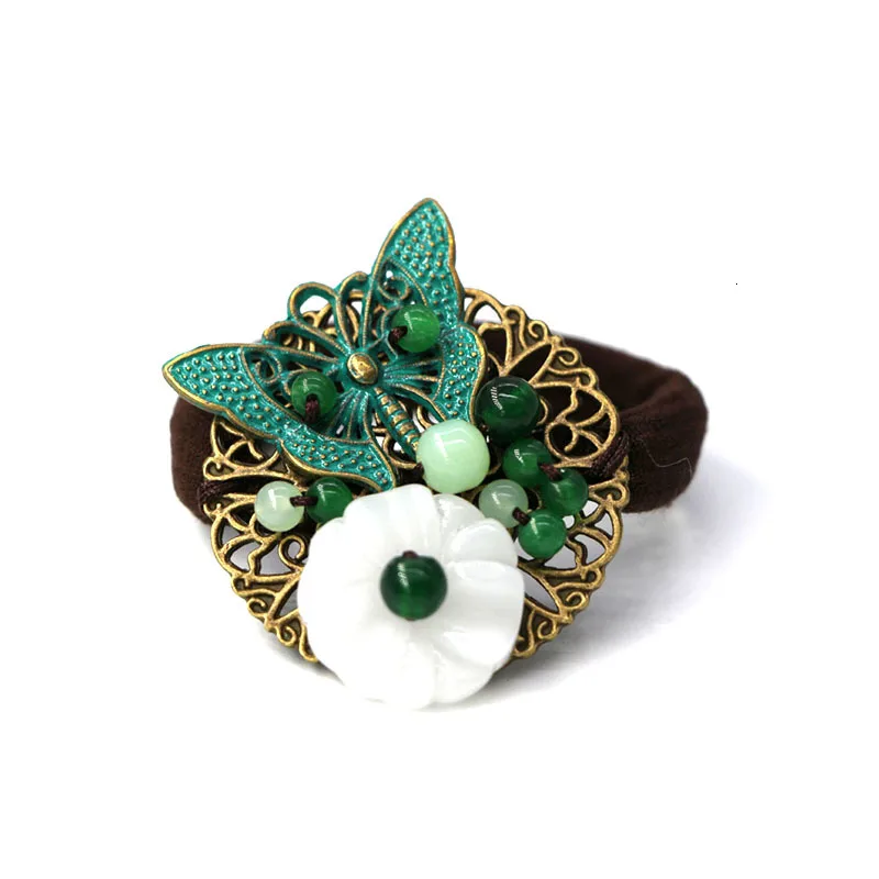Женская резинка для волос в этническом стиле украшение из сплава зеленого цвета