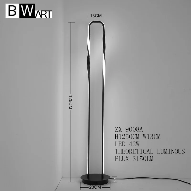 ZX-9008A BWART, современный светодиодный торшер, алюминиевый Торшер для гостиной, спальни, столовой, крыльца, стоячий светильник, напольный светильник - Цвет абажура: ZX-9008A