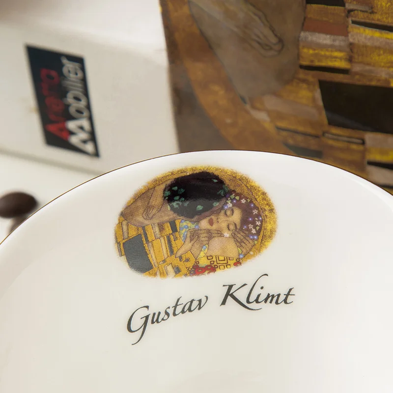 Klimt Классическая дизайнерская кофейная чашка kiss и блюдце керамическая костяная