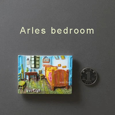 arles bedroom Ван Гог краска холодильник магнитные наклейки Европейский скандинавский креативный холодильник декоративные мультфильм милые магнитные наклейки - Цвет: arles bedroom