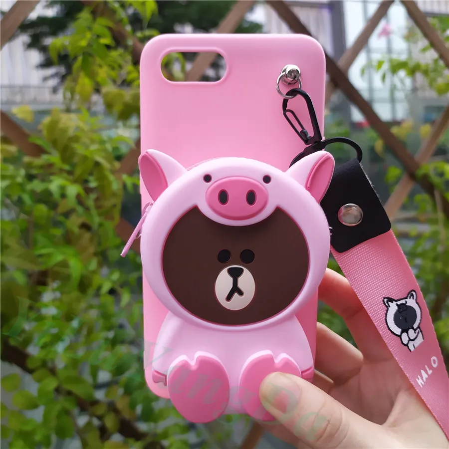Bear pig Wallet В мультипликационном стиле на молнии кошелек чехол для телефона для Xiaomi mi Note 3 A1 A2 6 8 9 Lite SE 9T Pro CC9 CC9e mi x 2 2S 3 S Max 2 3 Мягкий силиконовый чехол - Цвет: Bear pig Wallet