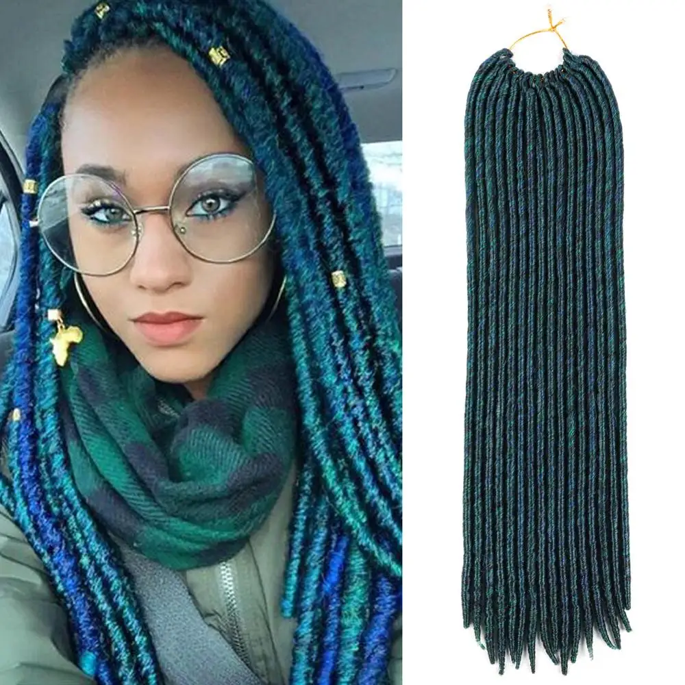 

DAIRESS 18 "смешанные зеленые голубые искусственные косички, ранды, удлинитель, 16 корней, богини, искусственные локоны, плетеные волосы, вязанные...