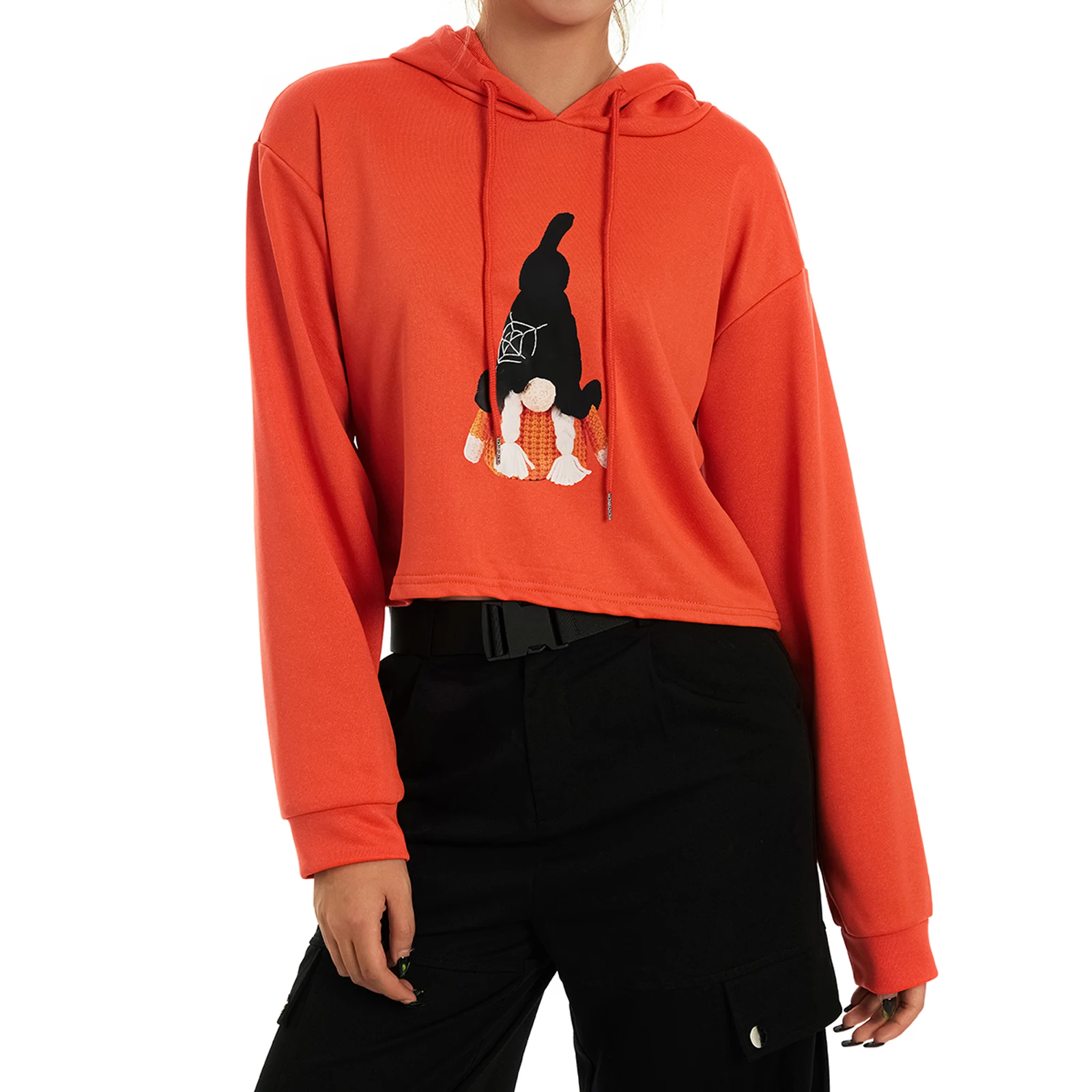 

Women‘s Hoodies Halloween Clothing Tops Cute Gnome Print Hoodies Fashion Long Sleeve Drawstring Loose Sweatshirts