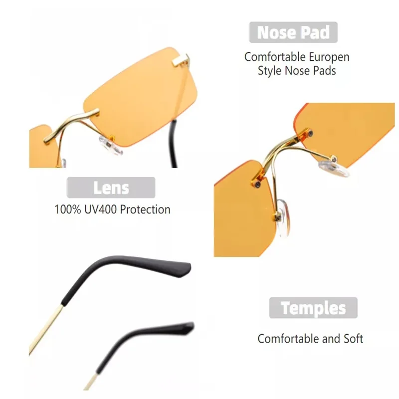 

luxury brand rectangle ladies sunglasses women 2021 rimless square polarized sun glasses for ladies zonnebril dames vrouwen bril