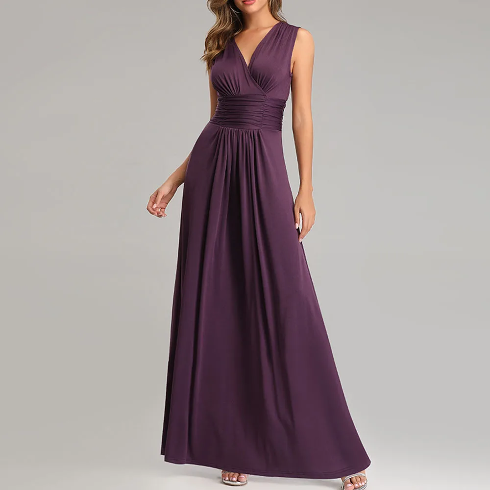 

Элегантное Вечернее Платье Dressv 2020 женское однотонное платье без рукавов с V-образным вырезом и открытой спиной вечернее платье