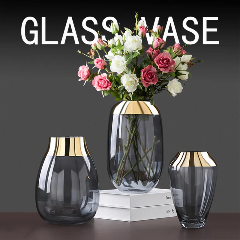 Европейский стеклянный ваза из золотой фольги Strongwell для цветов настольные
