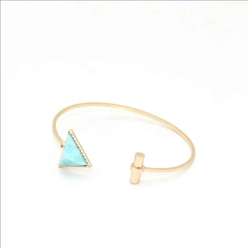 

Светло-желтый золотой цвет сплав геометрические кристаллы аметиста Открытый браслет для женщин синий песок камень ювелирные изделия