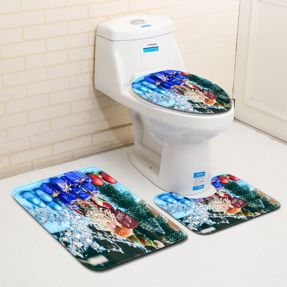 Набор из 3 предметов накидка на сиденье унитаза коврик для ванной комнаты