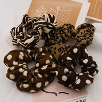 leopard print polka dot scrunchies autumn winter hair ribbons korean ins style women hair ties wholesale hair accessories