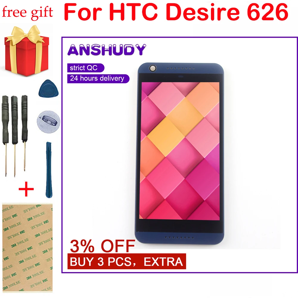 Для HTC Desire 626 ЖК-дисплей кодирующий преобразователь сенсорного экрана в сборе