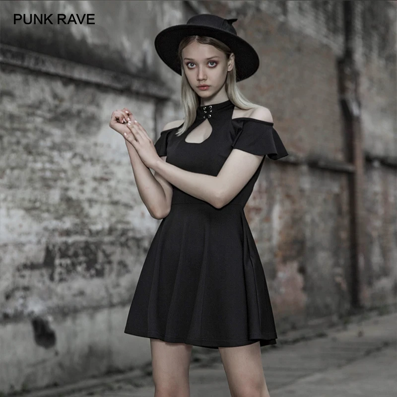 Повседневные платья трапециевидной формы с коротким рукавом в готическом стиле