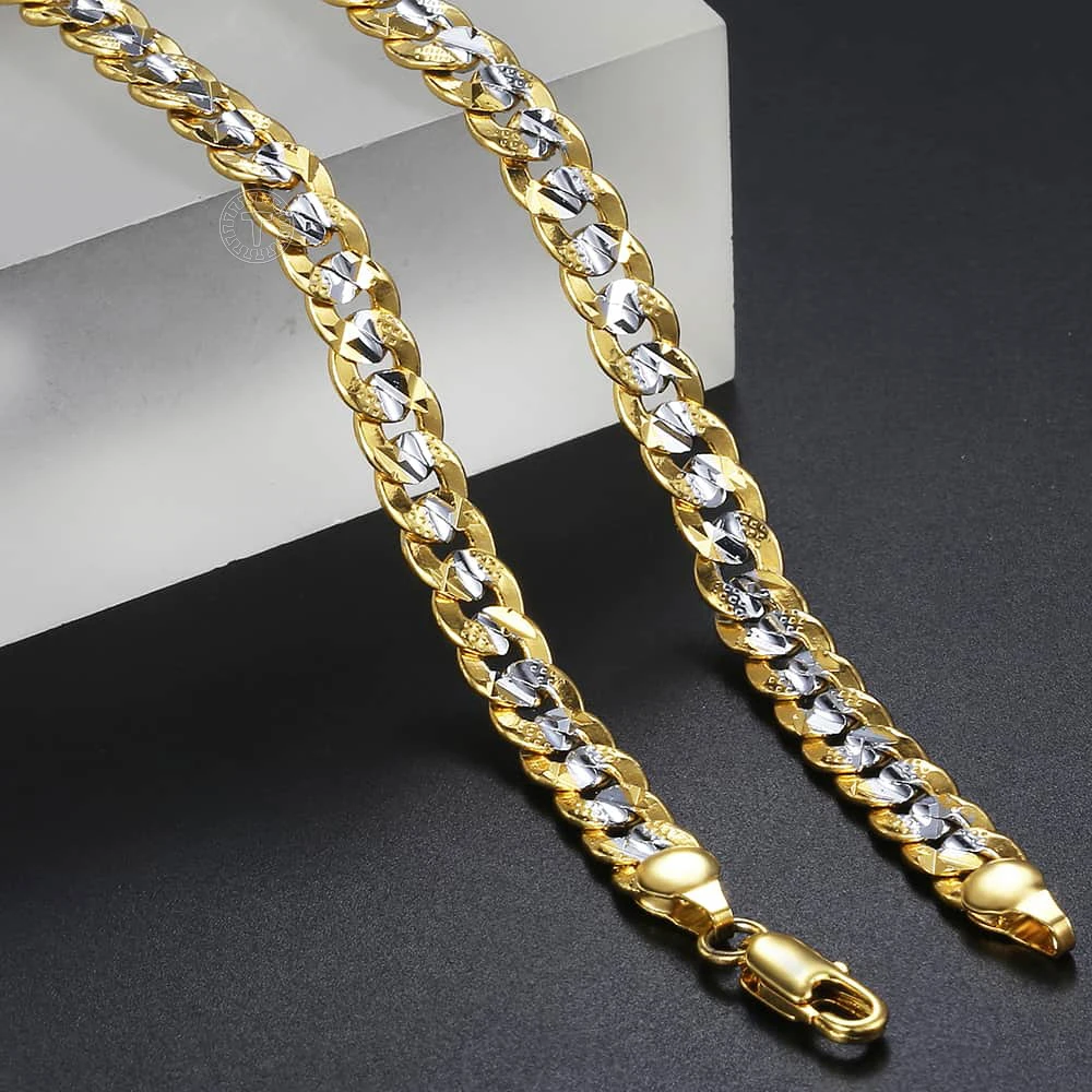 Трендовая золотая цепочка 6 мм для мужчин и женщин ожерелье кубинская трендовый