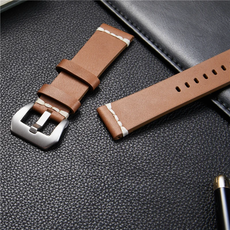 

High Quality Genuine Leather Watch Straps Vintage Grilled Design Men Business Watchbands 18mm 20mm 22mm 24mm Watch Accessories
