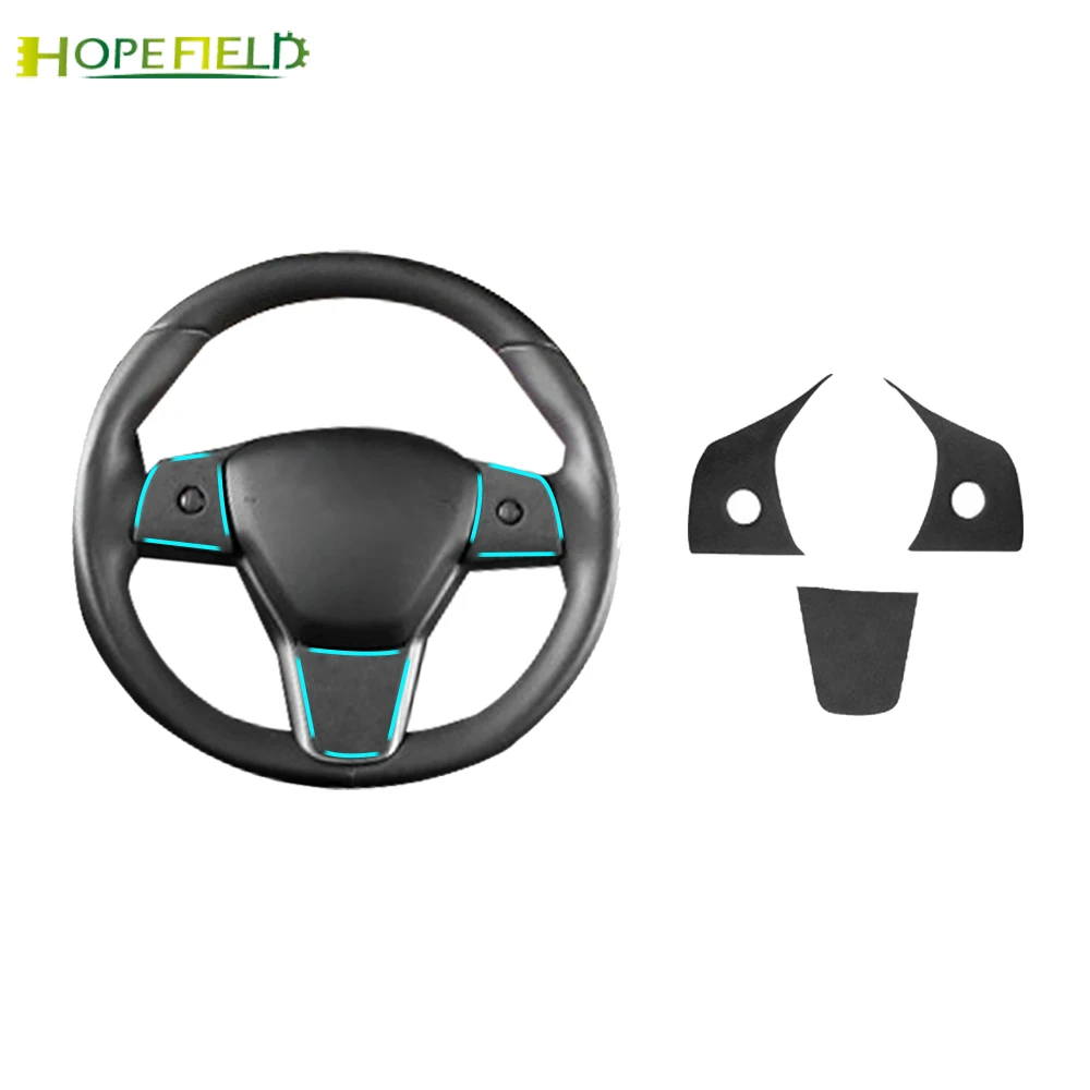 

Auto Steering Wheel Interior Button Protective Cover Trim Decoration Case Sticker for Tesla Model 3 Car Accessories