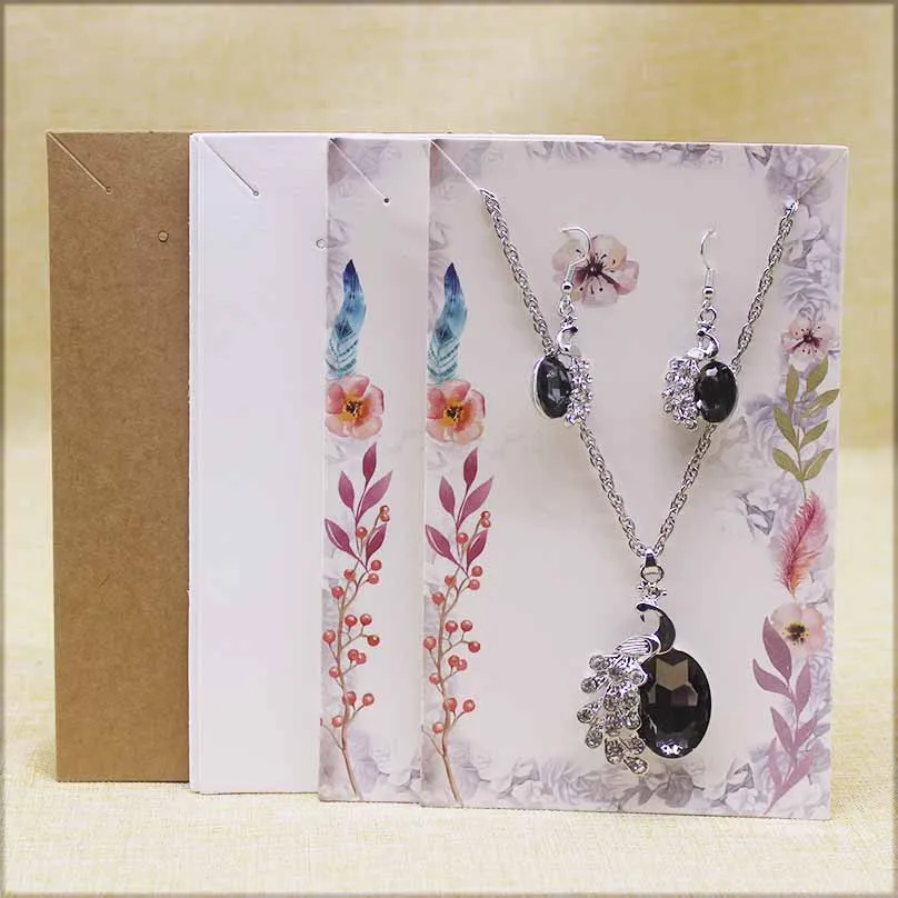 

Zerong 50pc+50oppbag Dreamcatcher flower style Necklace earring Display Cards large jewelry set pendant Package Hang Tag Card