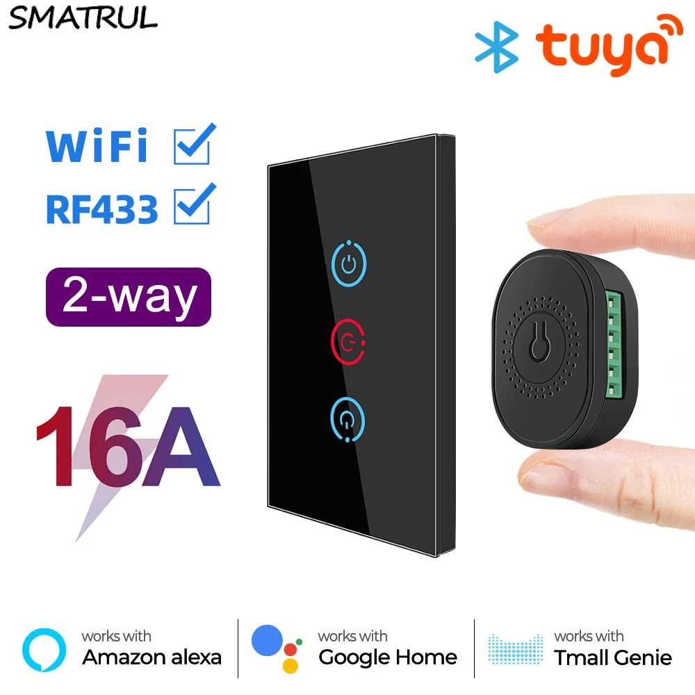 Умный беспроводной сенсорный выключатель smatrix Tuya Wi-Fi RF433 16 А светильник енный