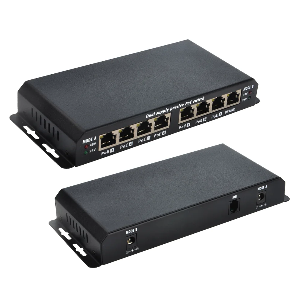 8 портов неуправляемый 10/100 мощность по Ethernet PoE коммутатор для 802.3af/24 Вольт