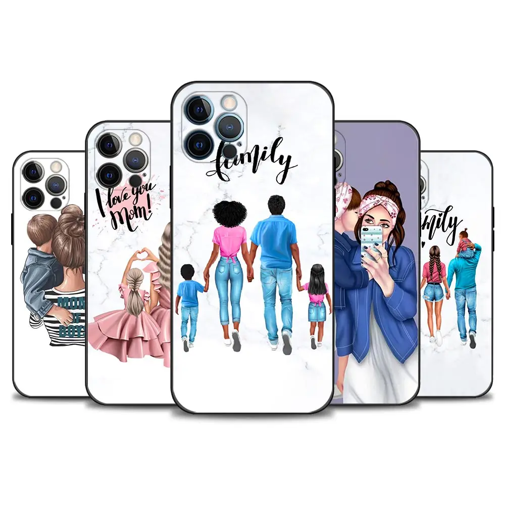 Ребенок мать коричневый маленькая девочка Семья чехол для Apple iPhone 12 11 pro max XS XR X Max