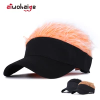 new fashion novelty baseball cap fake flair hair sun visor hats mens womens toupee wig funny hair loss cool gifts bone gorras