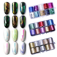 10rollsbox holographic nail foil sets glitter ab color nail art transfer stickers 2 5100cm manicure diy tips sticker decals