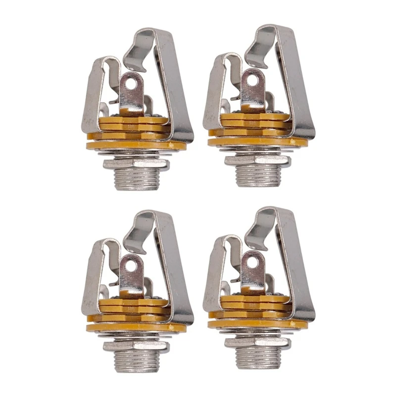 

4Pcs 1/4 Inch 6.35Mm Stereo Input Jack Plug Socket For Electric Guitar Bass, Guitar Pickup Output Jack, Guitar Parts