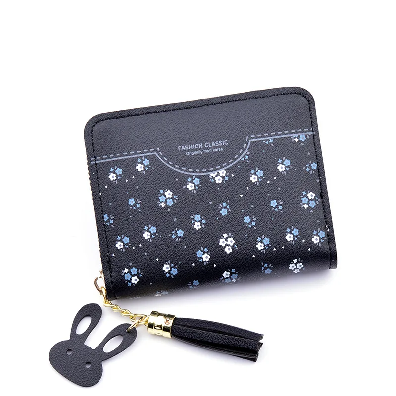 Кожаный женский кошелек с кисточками Маленький милый для монет короткий карман