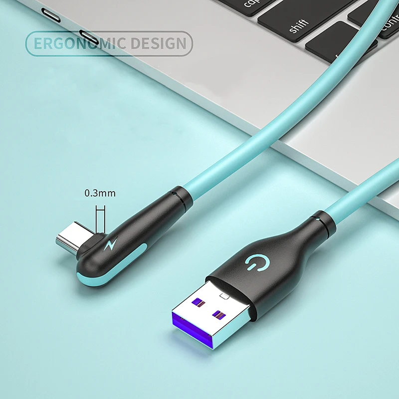 

90 Degree Elbow Micro USB Cable 3A Fast Charging Data Sync Mobile Phone USB C Cord 3A For iPhone 12 Pro Max Xiaomi 11 10 Huawei