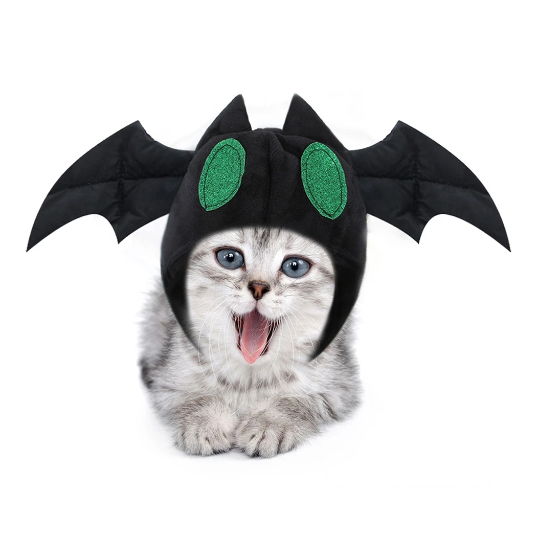 

Cat Hat Wool Bat Breathable Pet Costume Hat Pet Cosplay Costume For Halloween Creative Bat Kitten Hat Pet Accessories Cat Supply