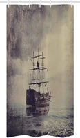 nautical stall shower curtain waterproof old pirate ship in the sea historical cruise retro voyage multi size bath curtain