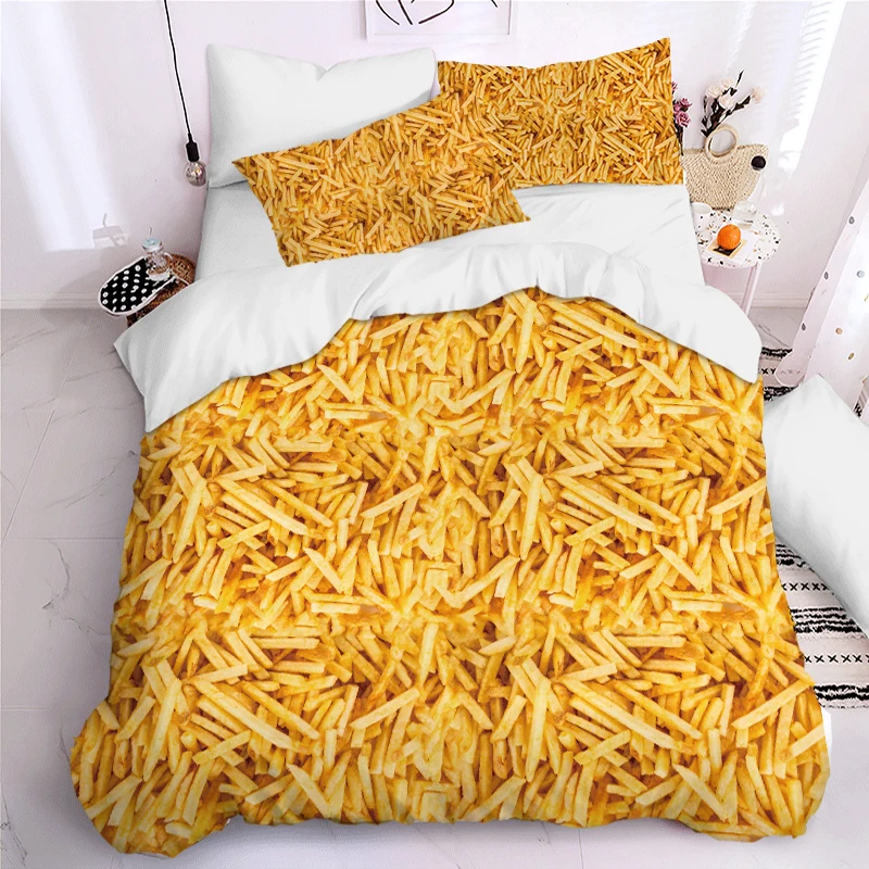 

Pancakes Pizza Chips 3D Bedding Set Duvet Covers Pillowcases One Piece Comforter Bedding Sets Bed Linen