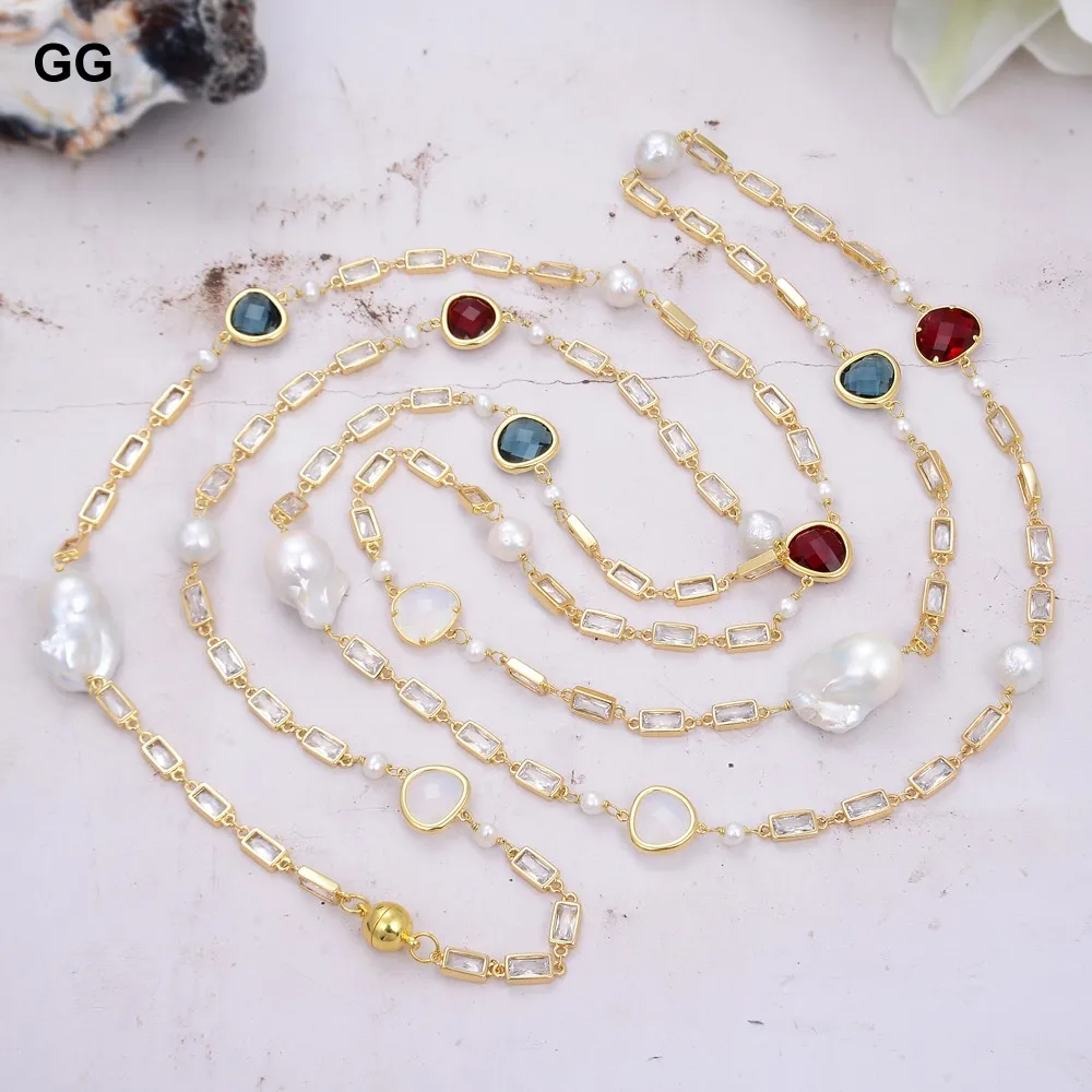 Ювелирные изделия GuaiGuai длинное ожерелье с белой жемчужиной Кеши 70 дюймов цепочка