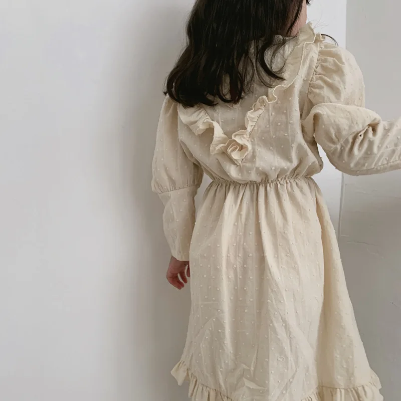 Осень 2019 детское платье для девочек корейская мода винтажная детская одежда с