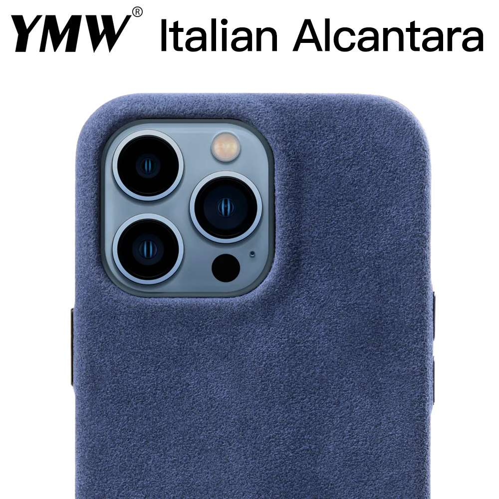 

YMW ALCANTARA Case for iPhone 13 Pro Max mini Luxury Business Supercar Interior Same Fur Suede Leather Phone Cover