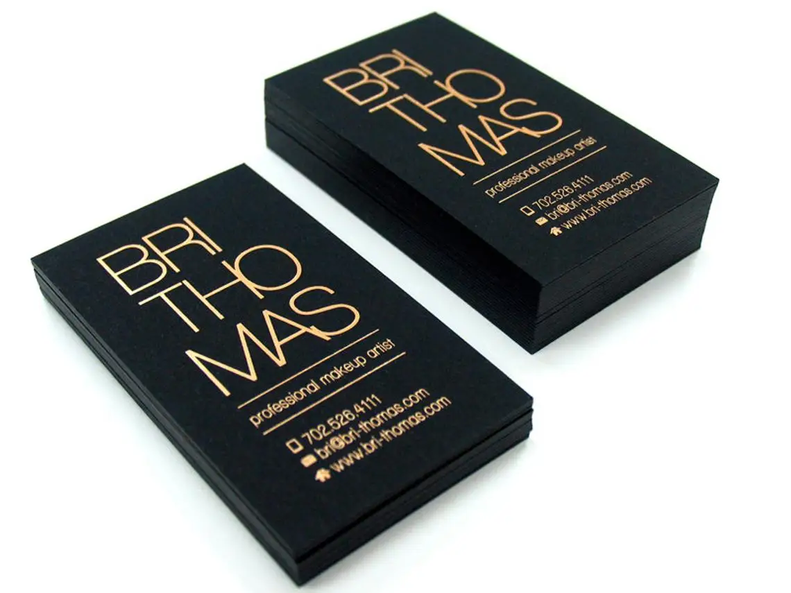 200Pcs Business Cards Printed On 500gsm Uncoated Black Paper Foil On Double Sided Name Card (Matte Gold) Free design