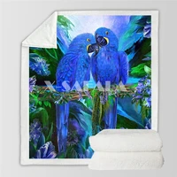 colorful bird parrot colorful 3d print plush throw sherpa fleece bedspread blanket vintage bedding square picnic wool soft 2