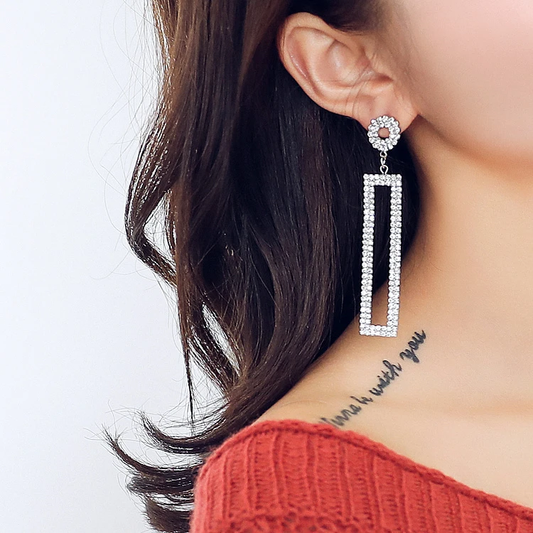 Модные геометрические серьги с кристаллами для женщин модные квадратные круглые