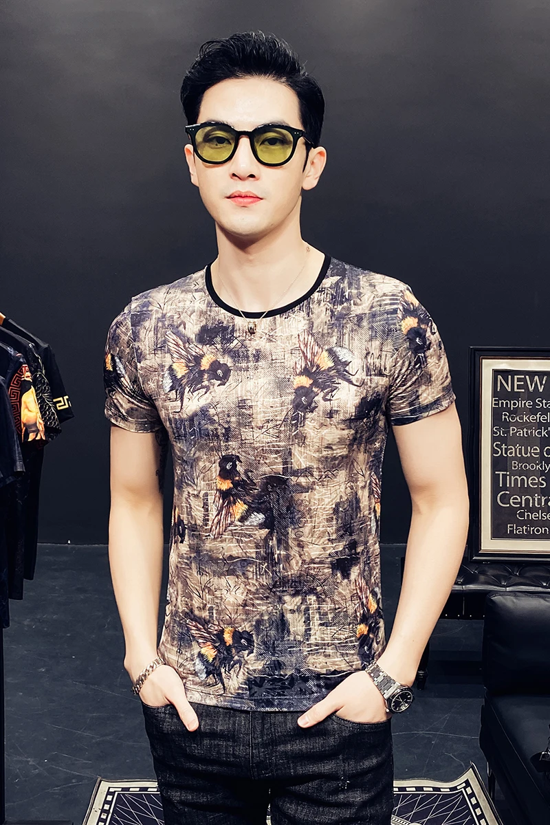 

Fashion T 2021 Shirt Men Casual Slim Fit Short Sleeve T Shirt Mens Clothing Streetwear Hip-Hop O-neck Top Tees Plus Size 4XL