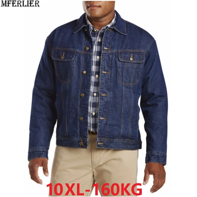 Зимние мужские повседневные толстые джинсовые куртки Уличная одежда с карманами
