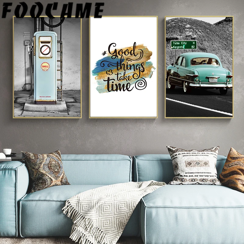 Скандинавский холст пейзаж живопись настенная винтажные плакаты и принты газ