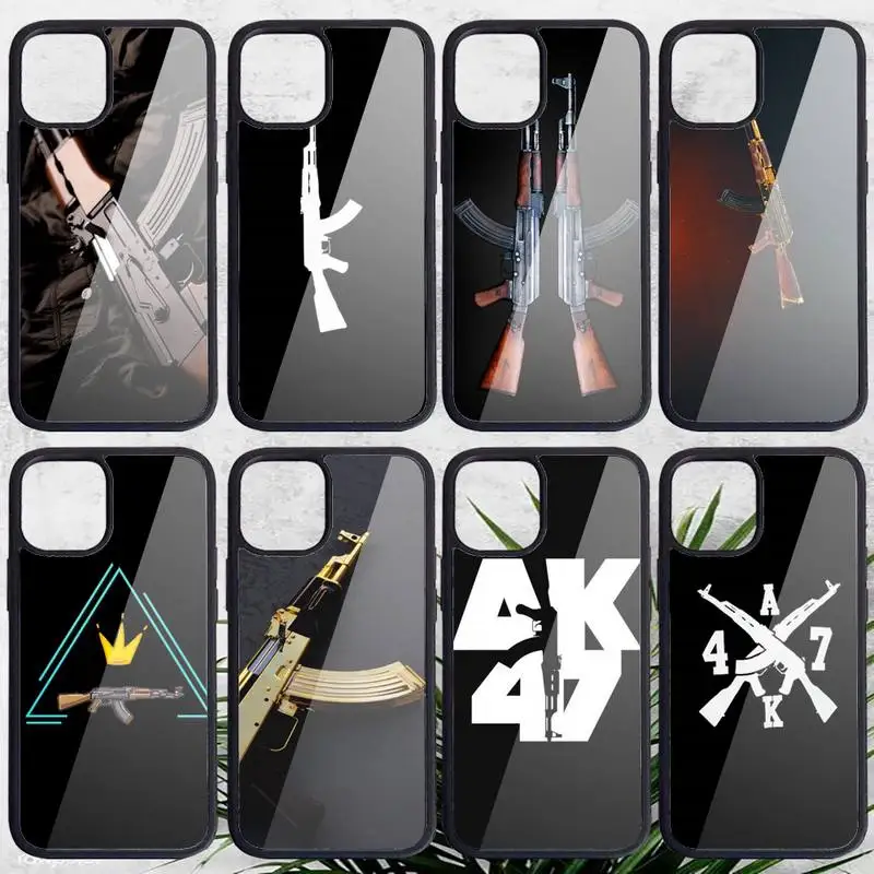 

ak47 gun men Phone Case PC for iPhone 11 12 pro XS MAX 8 7 6 6S Plus X 5S SE 2020 XR Luxury brand shell funda