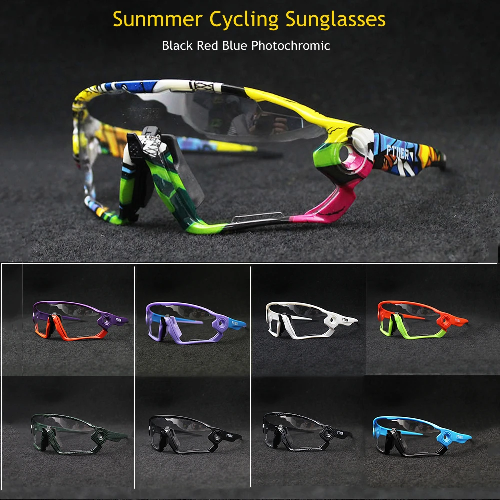 Черные красные синие фотохромные велосипедные очки летние солнцезащитные UV400 MTB