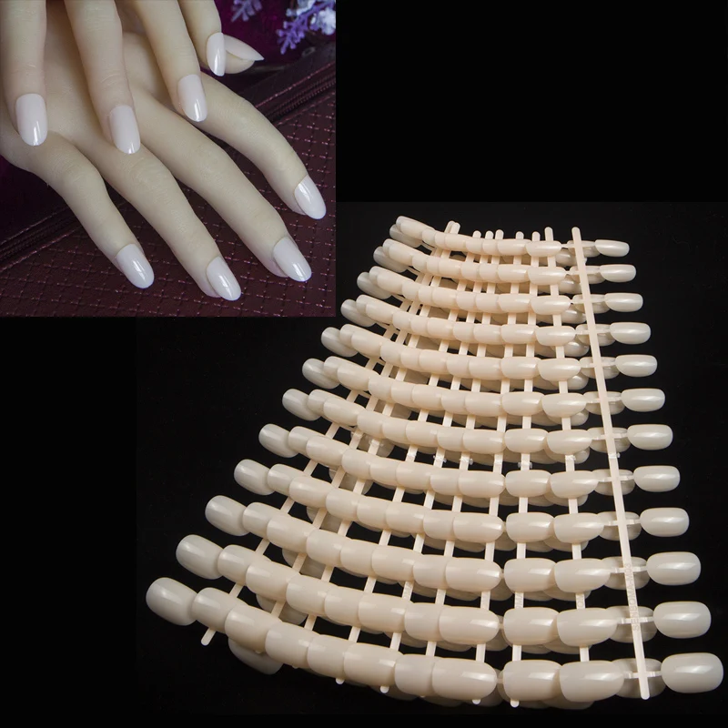 Оптовая продажа 10 комплектов круглые накладные ногти телесного цвета