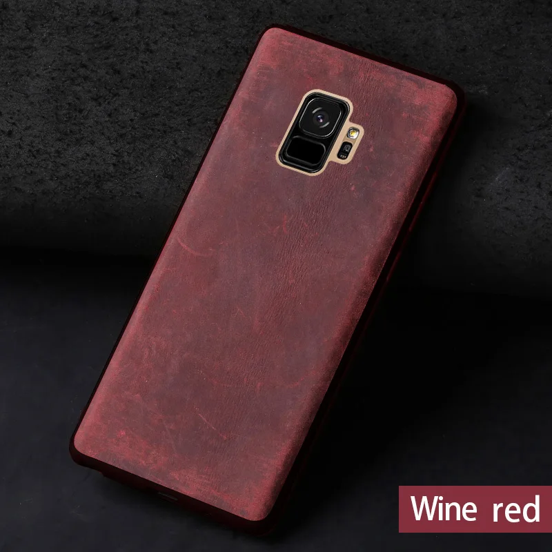 Rose red Чехол для samsung Galaxy S7edge S8 S9 S10 плюс A10 A20 A30 A50 A70 из воловьей кожи чехол для Note 8, 9, 10, A5 A7 A8 J5 J6 J7 чехол - Цвет: Rose red