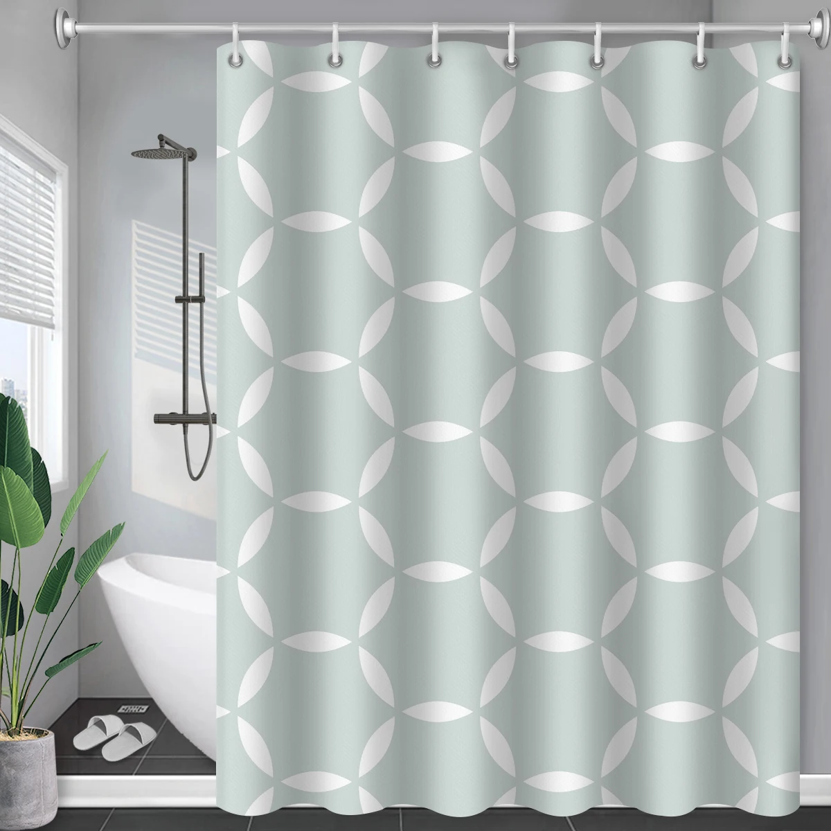 grey modern striped printed long shower curtain bathroom accessories duschvorhang decorative waterproof curtains rail with hooks free global shipping